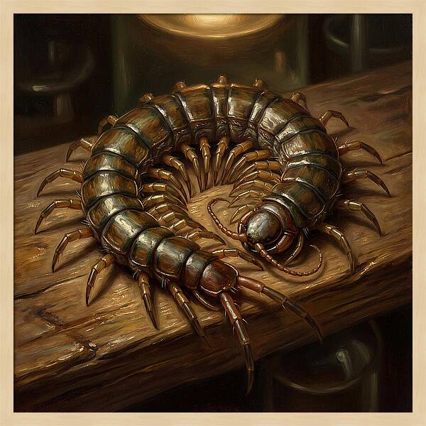 Centipede On A Wooden Surface