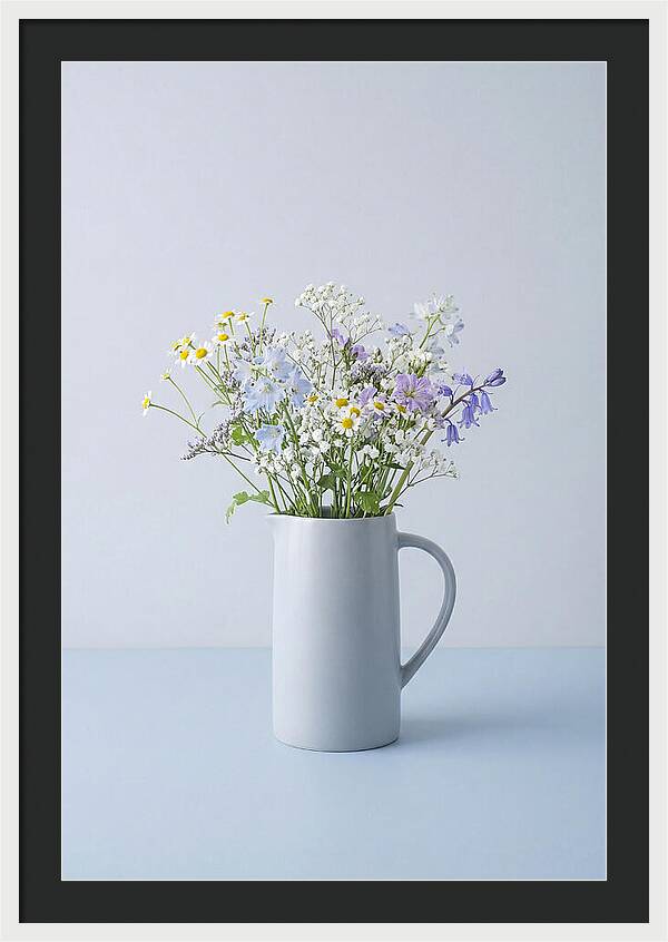 Ceramic Pitcher With Wildflowers