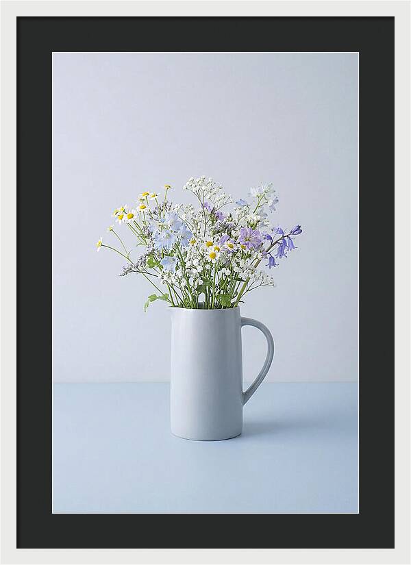 Ceramic Pitcher With Wildflowers