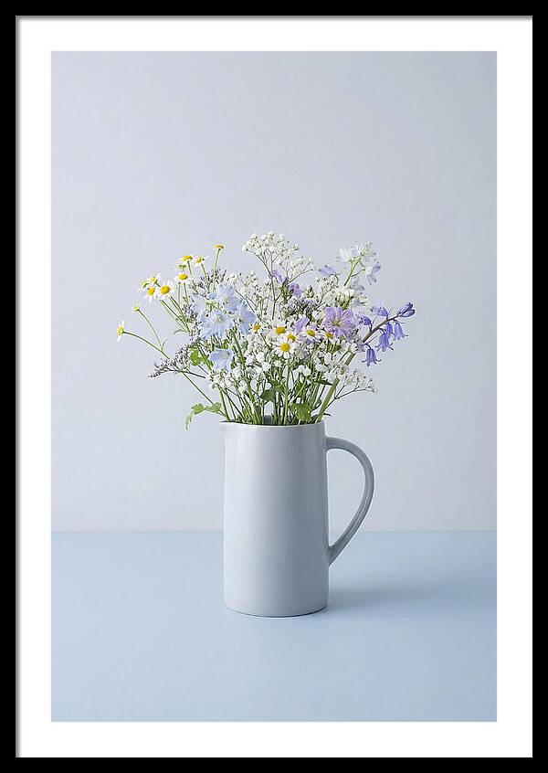 Ceramic Pitcher With Wildflowers