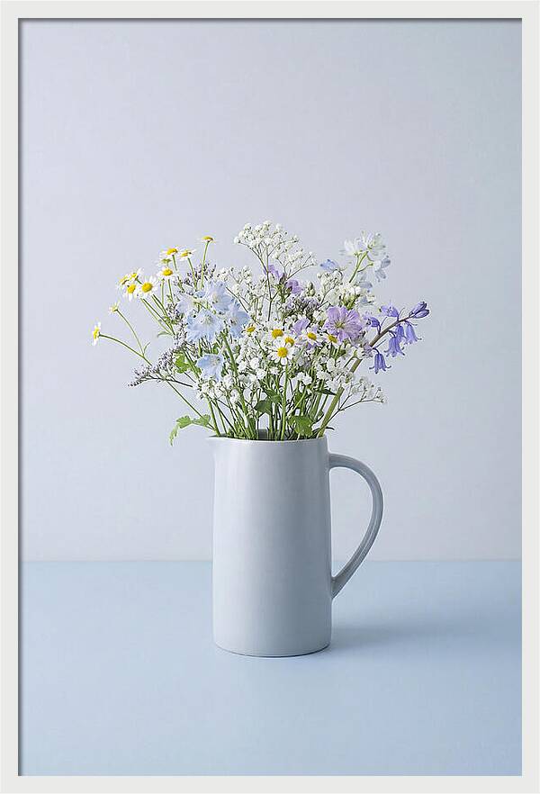 Ceramic Pitcher With Wildflowers