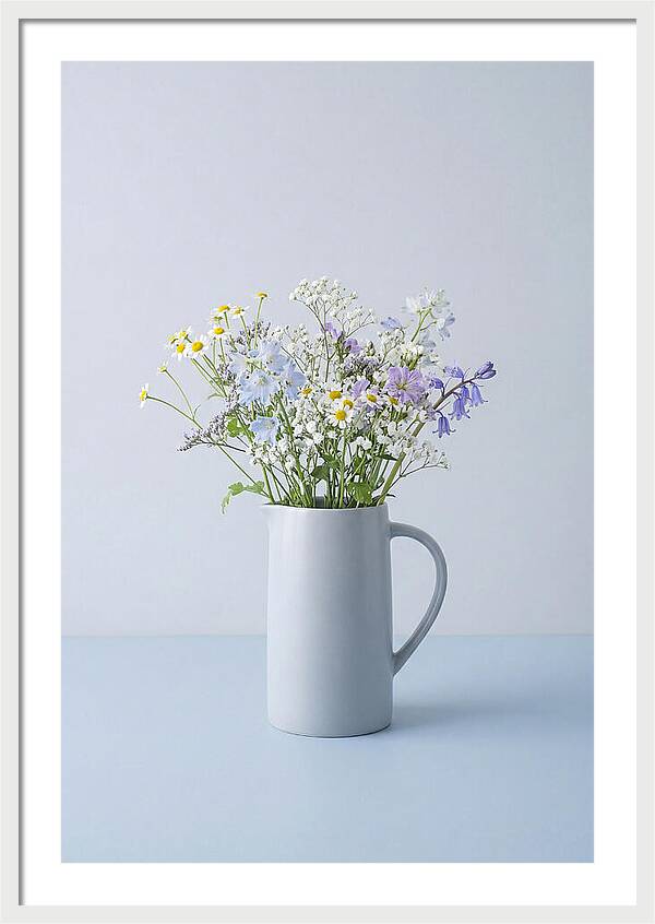 Ceramic Pitcher With Wildflowers