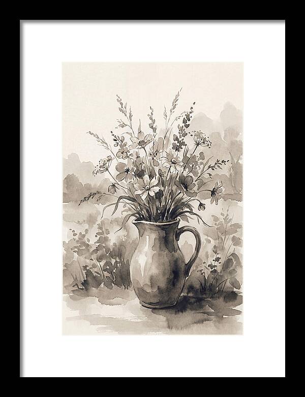 Ceramic Pitcher With Wildflowers