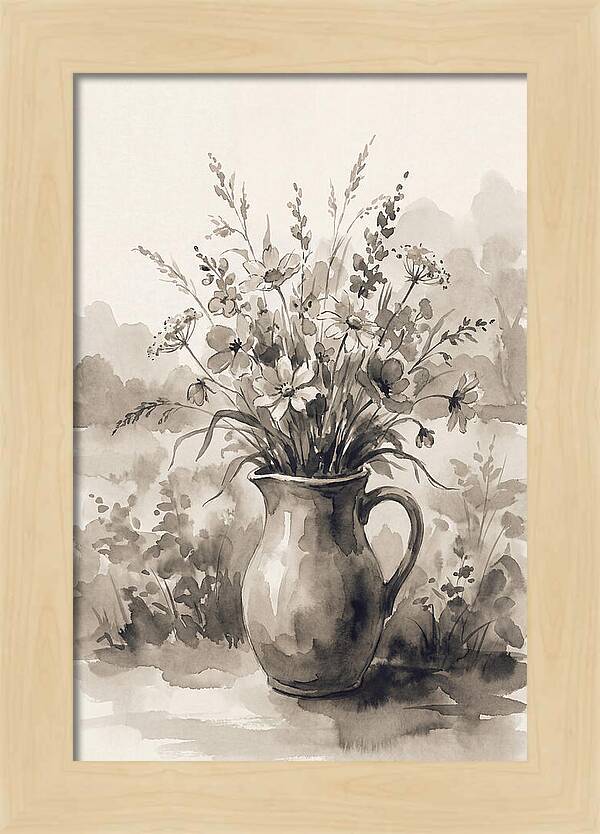 Ceramic Pitcher With Wildflowers