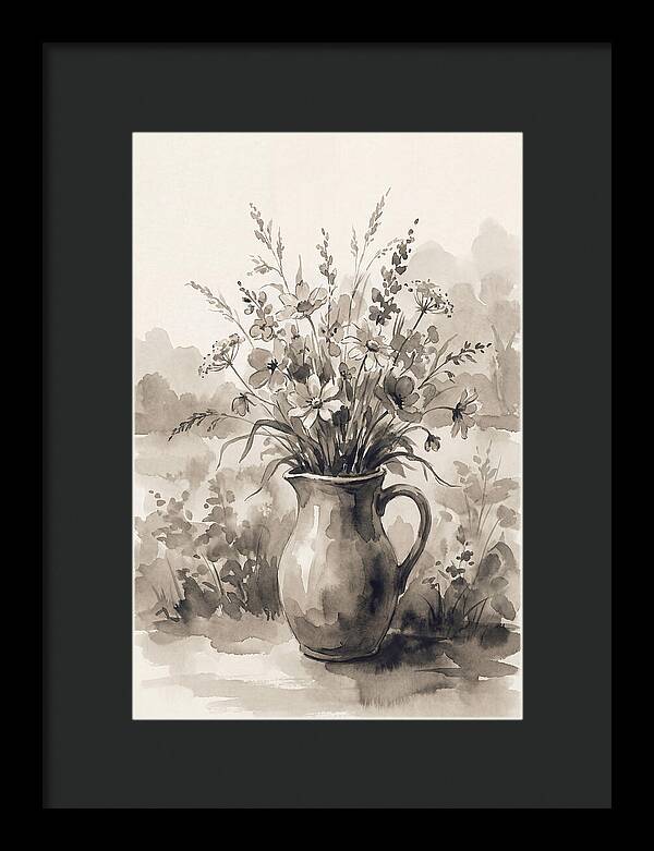 Ceramic Pitcher With Wildflowers