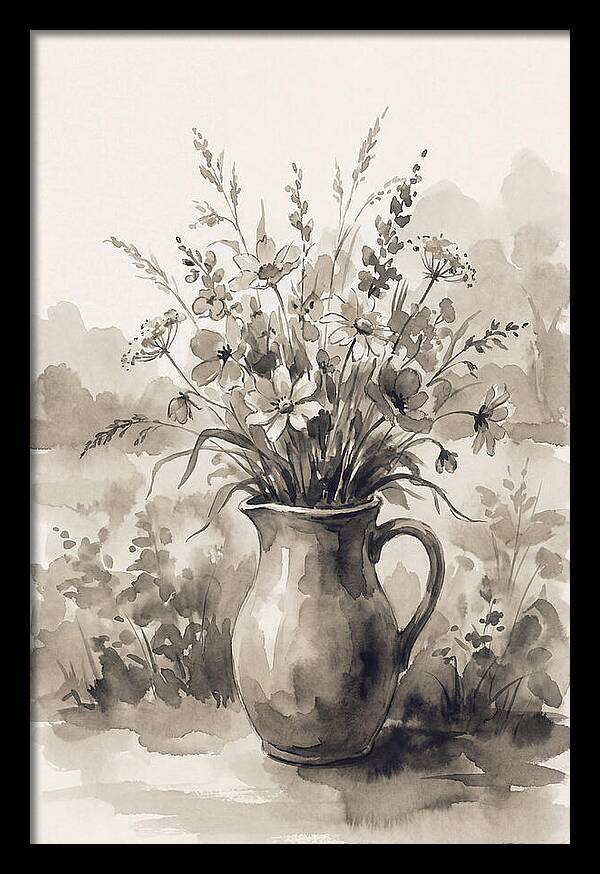Ceramic Pitcher With Wildflowers