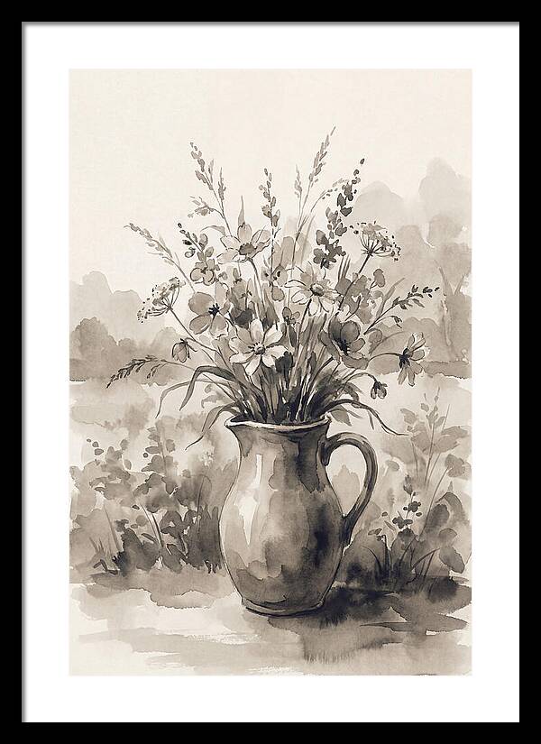 Ceramic Pitcher With Wildflowers