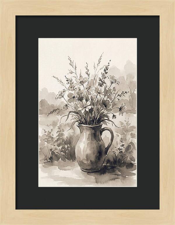 Ceramic Pitcher With Wildflowers