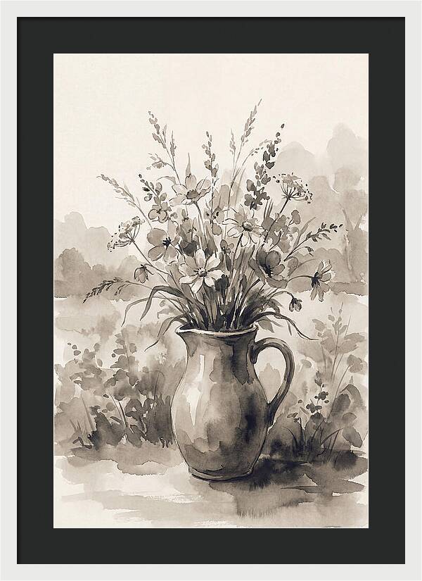 Ceramic Pitcher With Wildflowers