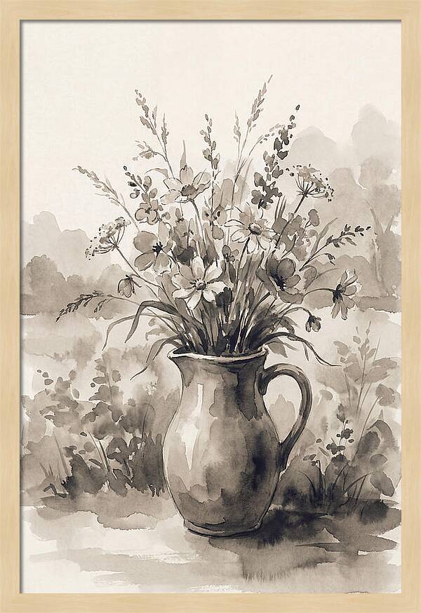 Ceramic Pitcher With Wildflowers