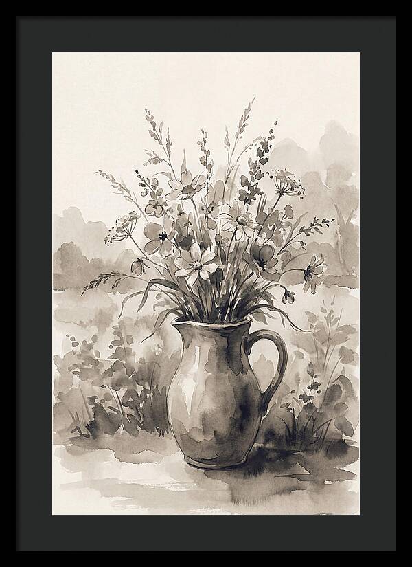 Ceramic Pitcher With Wildflowers