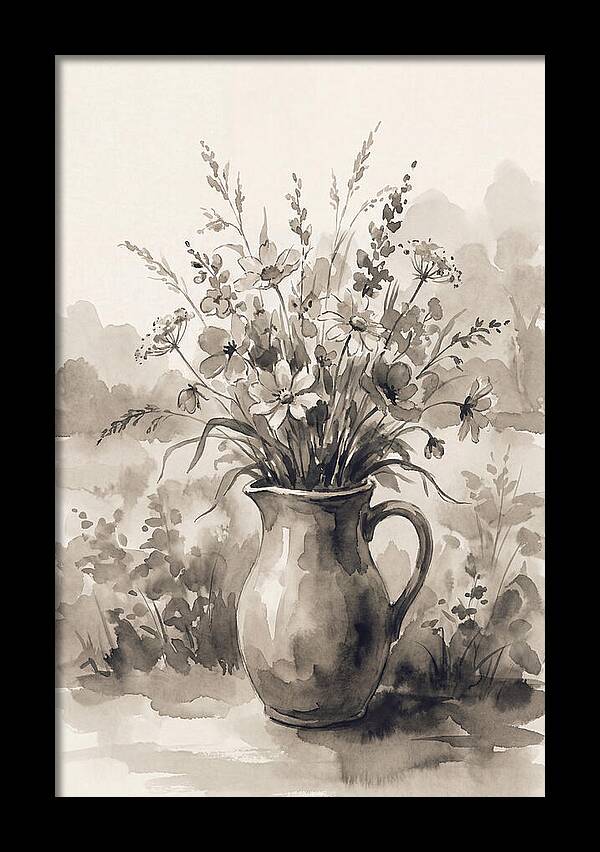 Ceramic Pitcher With Wildflowers