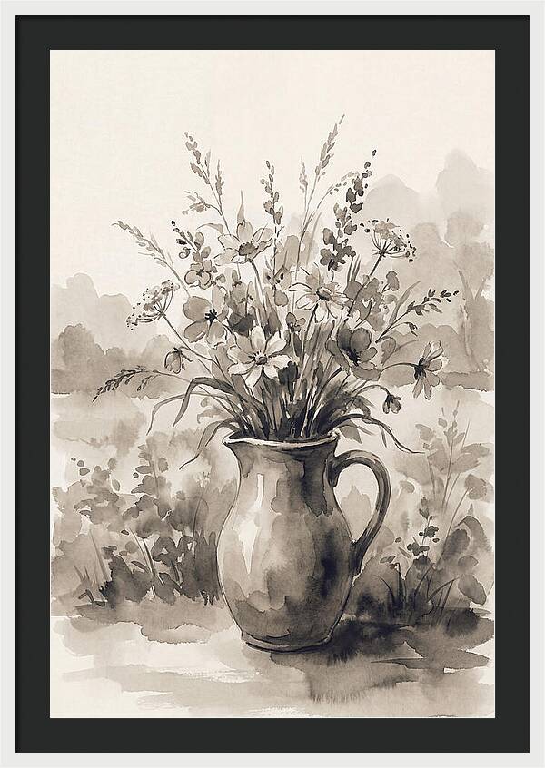 Ceramic Pitcher With Wildflowers