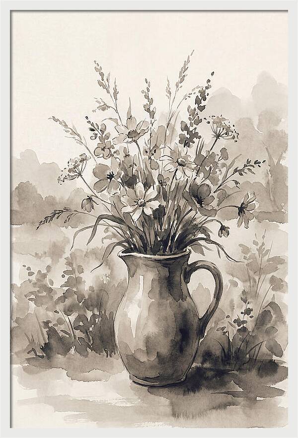 Ceramic Pitcher With Wildflowers