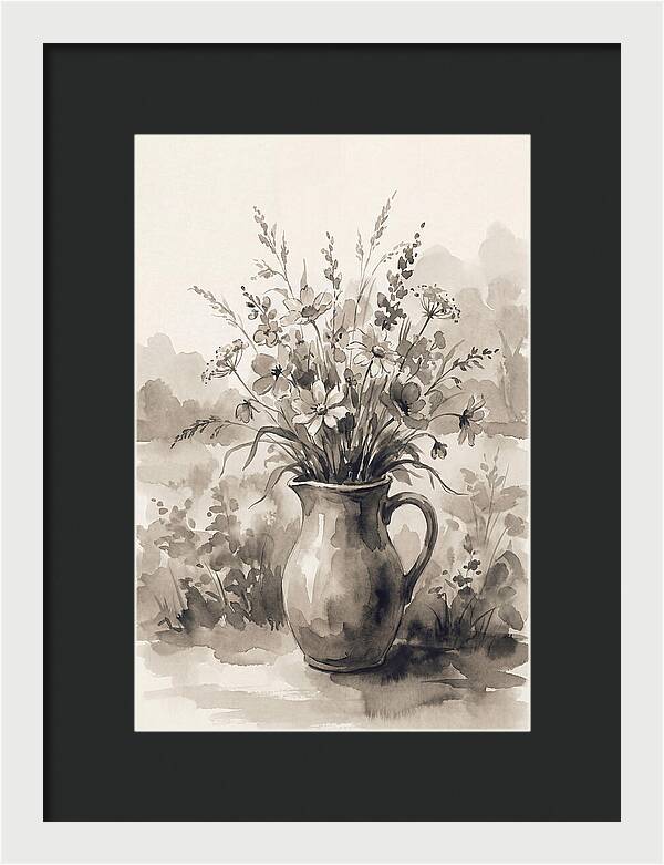 Ceramic Pitcher With Wildflowers