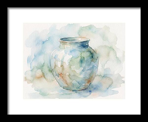 Ceramic Vase In Watercolor