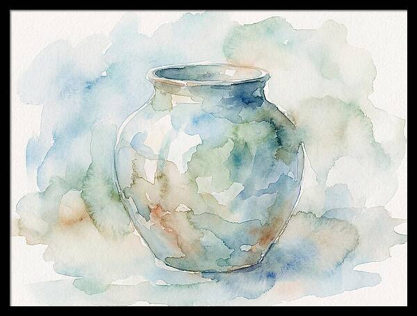 Ceramic Vase In Watercolor