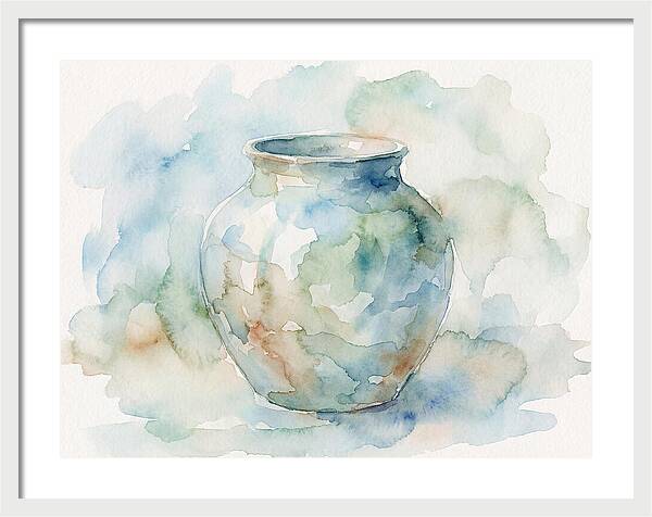 Ceramic Vase In Watercolor