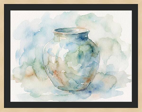 Ceramic Vase In Watercolor