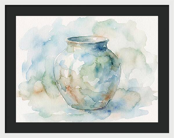 Ceramic Vase In Watercolor