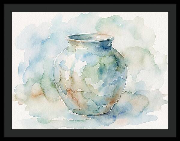 Ceramic Vase In Watercolor