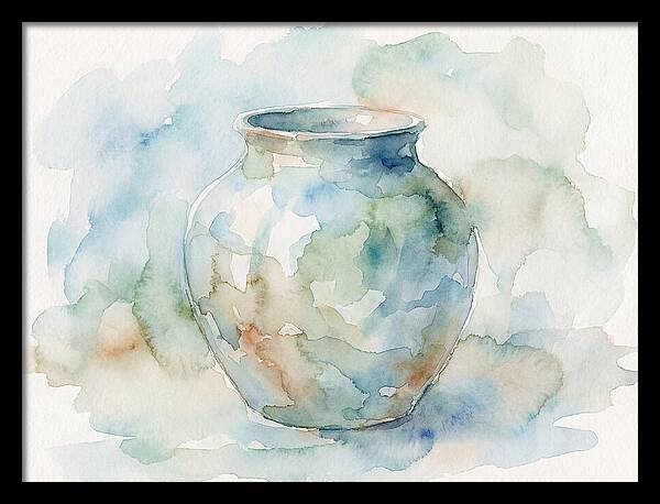 Ceramic Vase In Watercolor