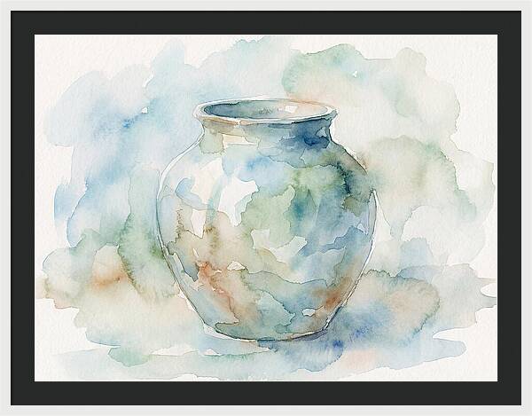 Ceramic Vase In Watercolor