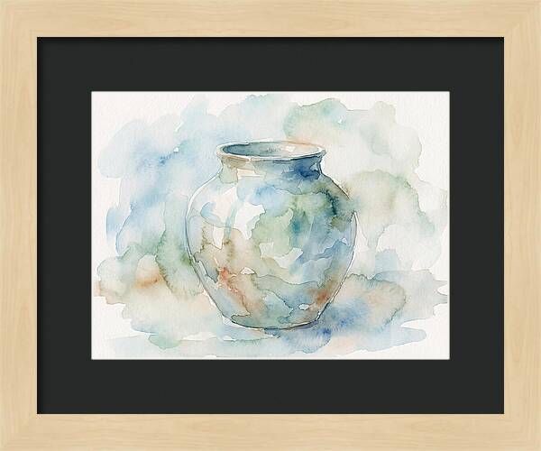 Ceramic Vase In Watercolor