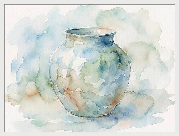 Ceramic Vase In Watercolor
