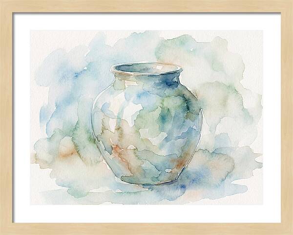 Ceramic Vase In Watercolor
