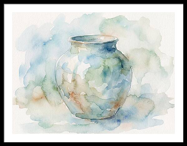 Ceramic Vase In Watercolor