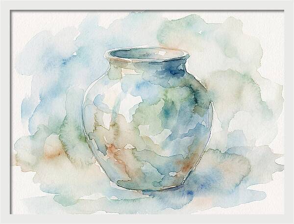 Ceramic Vase In Watercolor