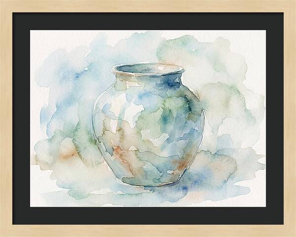 Ceramic Vase In Watercolor