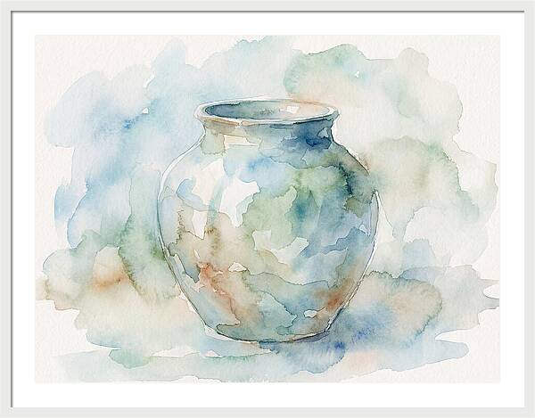 Ceramic Vase In Watercolor