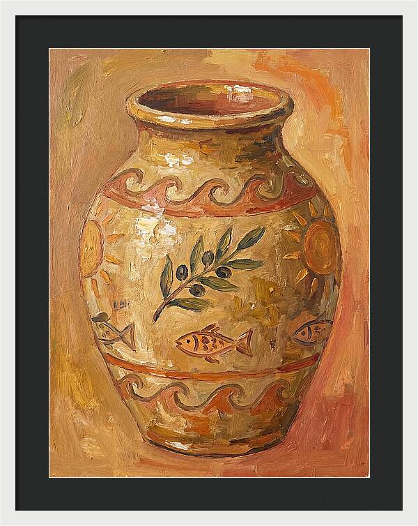 Ceramic Vase With Mediterranean Motifs