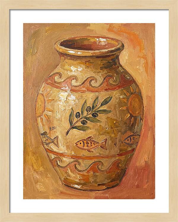 Ceramic Vase With Mediterranean Motifs