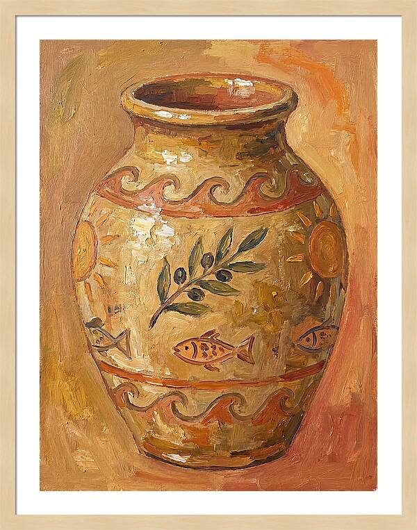 Ceramic Vase With Mediterranean Motifs