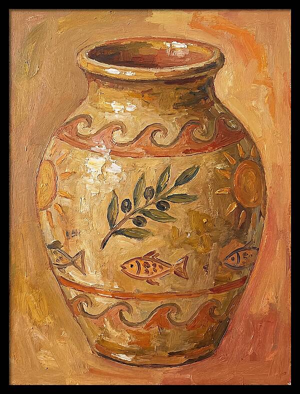 Ceramic Vase With Mediterranean Motifs