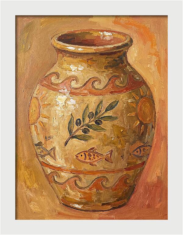 Ceramic Vase With Mediterranean Motifs