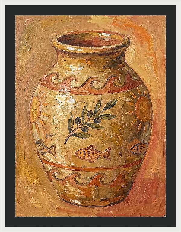 Ceramic Vase With Mediterranean Motifs