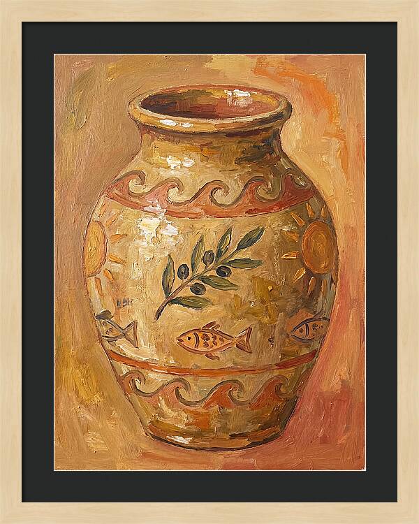 Ceramic Vase With Mediterranean Motifs