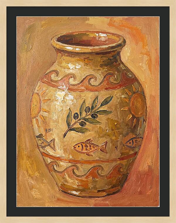 Ceramic Vase With Mediterranean Motifs