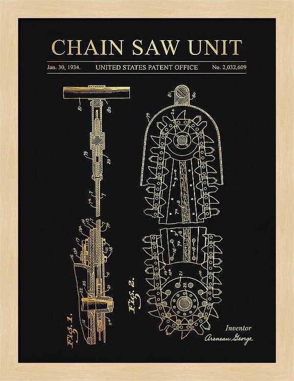 Chain Saw Gold Patent Us2032609a