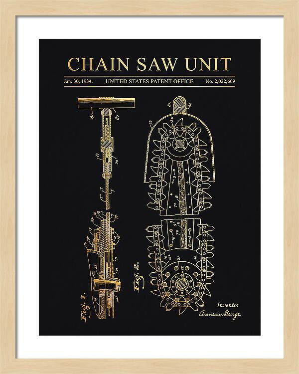 Chain Saw Gold Patent Us2032609a