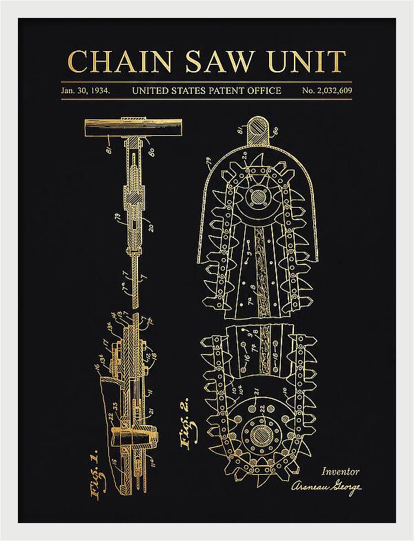 Chain Saw Gold Patent Us2032609a