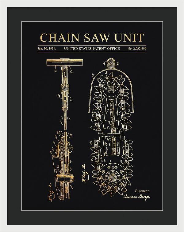 Chain Saw Gold Patent Us2032609a