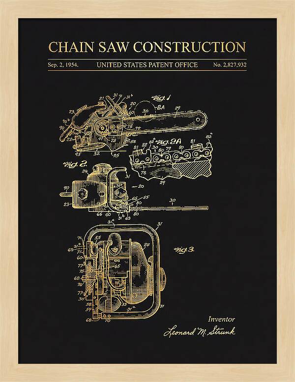 Chain Saw Gold Patent Us2827932a