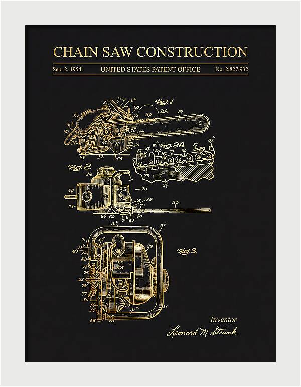 Chain Saw Gold Patent Us2827932a