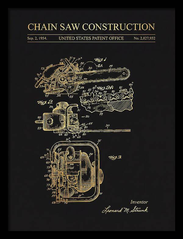 Chain Saw Gold Patent Us2827932a