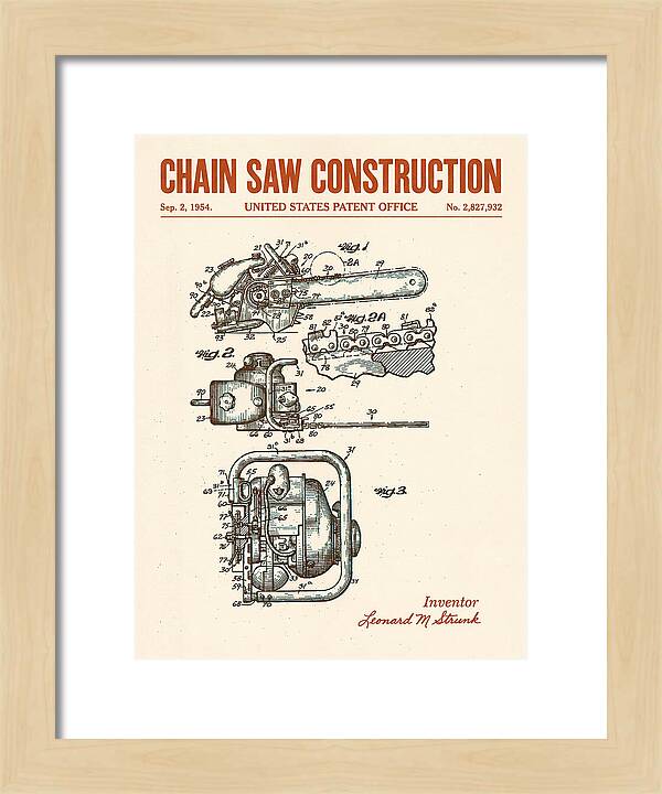 Chain Saw Retro Patent Us2827932a